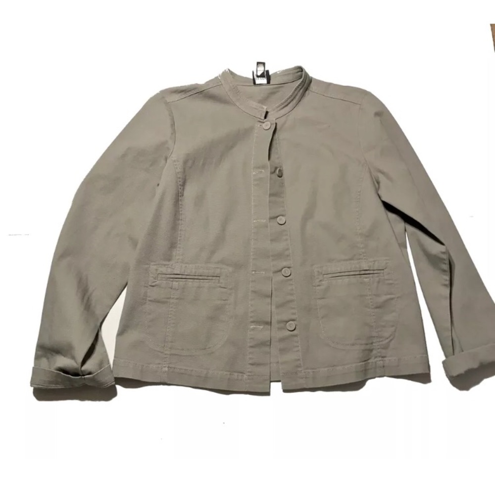 Eileen fisher jacket coat tan snap button small